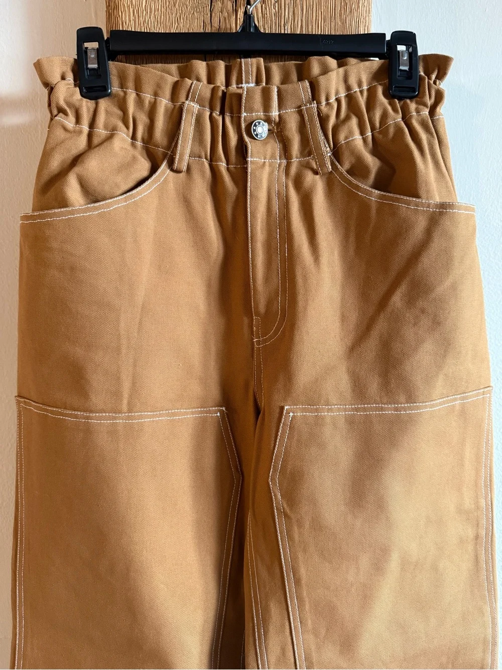 Emerson Fry Women's Size Small Caramel 100% Organic Cotton Barrel Work Pants - Picture 3 of 9